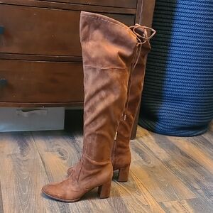 Marc Fisher Chestnut Brown Suede Over The Knee Boots, 5.5